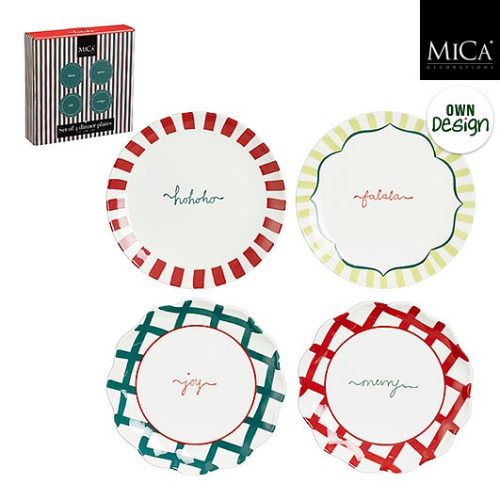 Noel poklon set tanjura za večeru crveni, s. zeleni, zeleni, 4 kom, 27xw27xh3cm