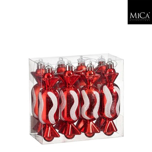Ukras bombon crveni, 8 kom, 11xw3xh3cm