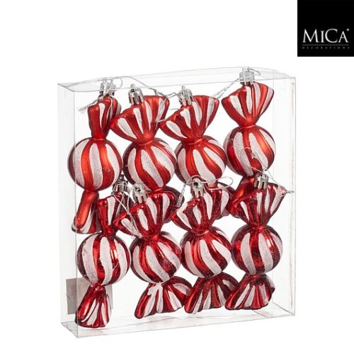 Ukras bombon crveni, 8 kom,  10xw5xh4cm