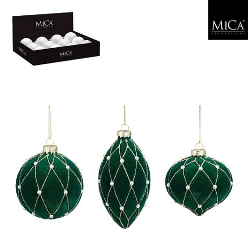 Ukras kuglica, lukovica, kap, zeleni, 3 sort, d8cm