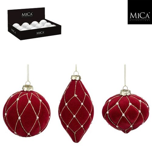 Ukras kuglica, lukovica, kap, bordo, 3 sort, d10cm