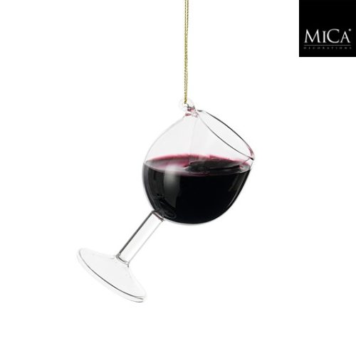Ukras vinska čaša tamnocrvena, h10xd5cm
