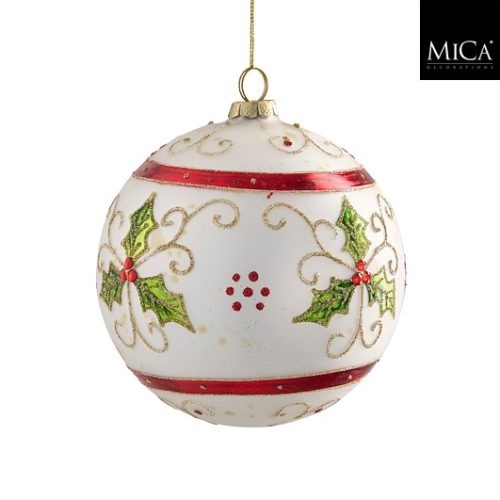 Kuglica staklena bijela, d15cm