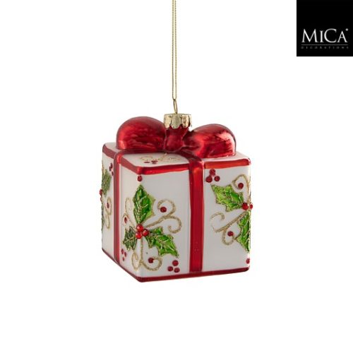 Ukras poklon bijeli, 18xw8xh9,5cm