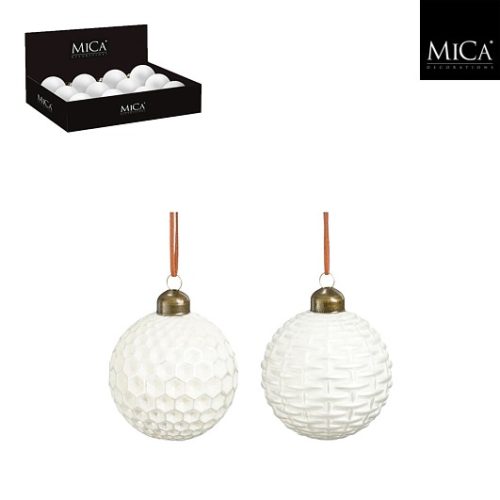 Kuglica od stakla bijela, 2 sort, d8cm