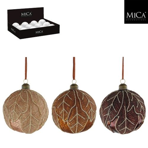 Kuglica od stakla smeđa, 3 sort, d10cm