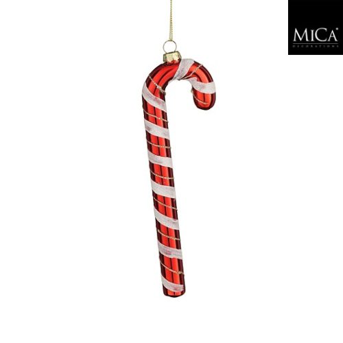 Ukras od stakla candy štap crveni, 1,5xw5,5xh20cm